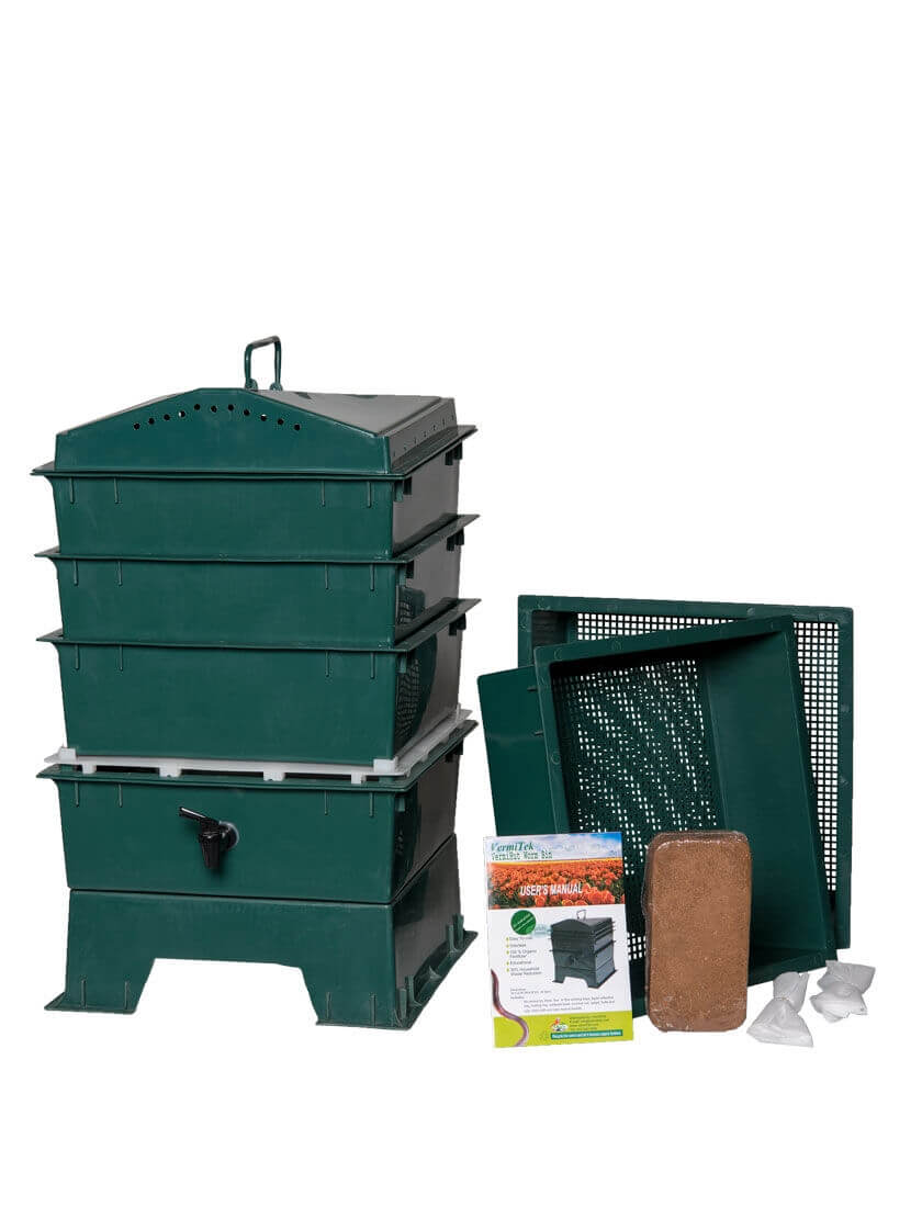 Dark Green VermiHut Plus 5-Tray worm bin