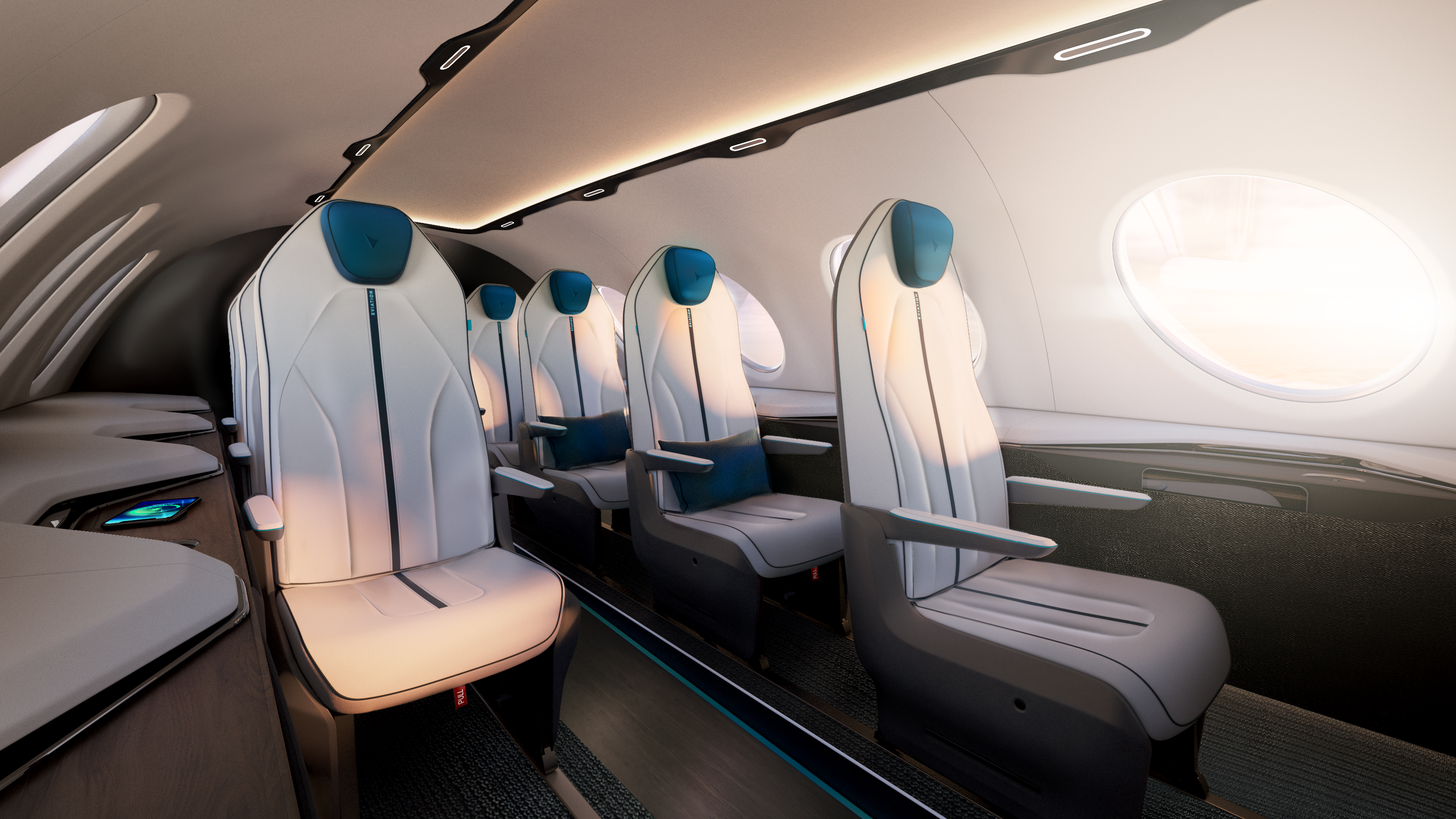 A rendering of the interior of Eviation's electric plane, named Alice