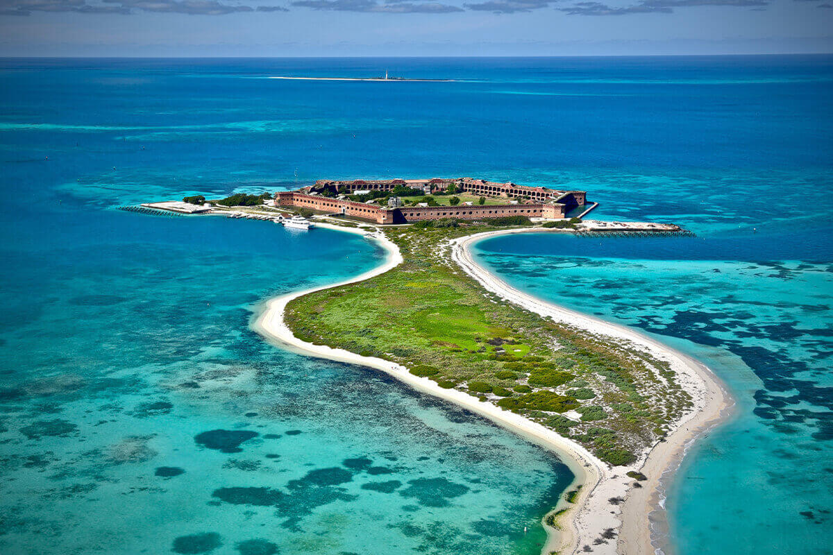 Small island in Dry Tortugas, Florida, Unique National Park