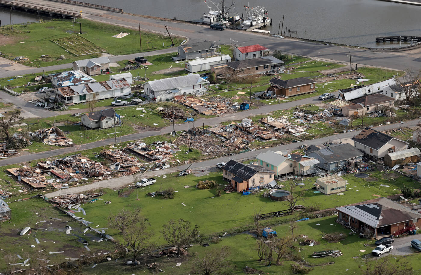 Catastrophic damage to Houses and infrastructure during Category 4 storms