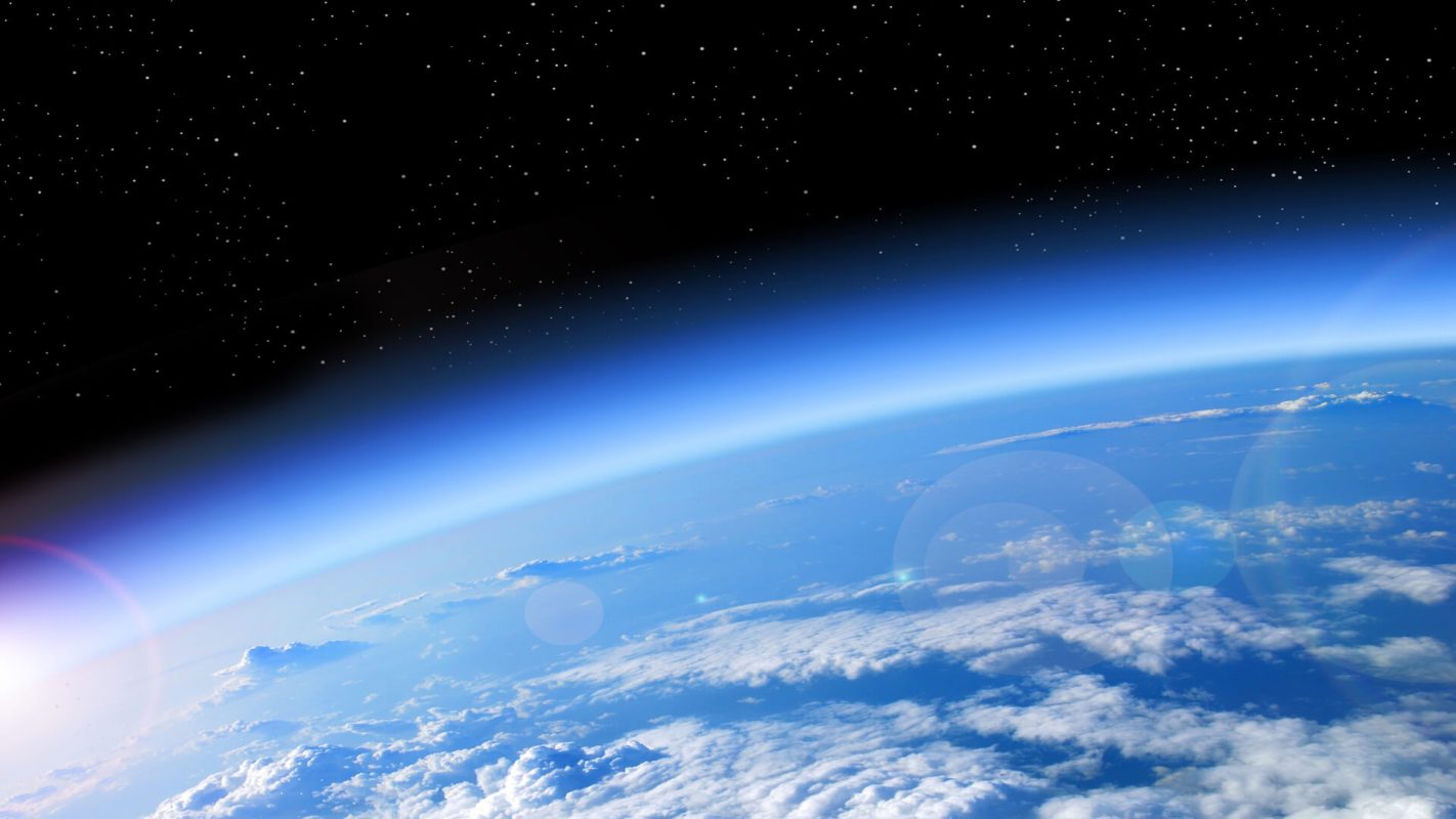 View Of Earth with Ozone layer from outer space
