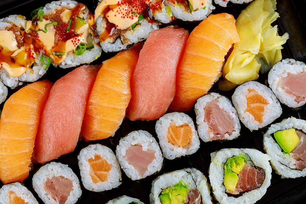unagi and ahi sushi rolls