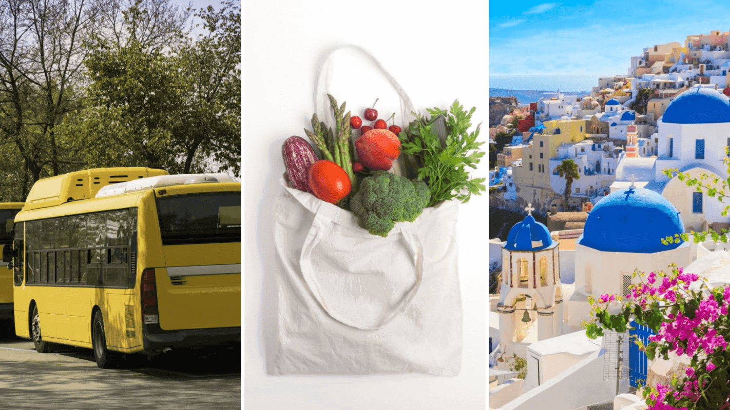 Electric school buses, reusable bags