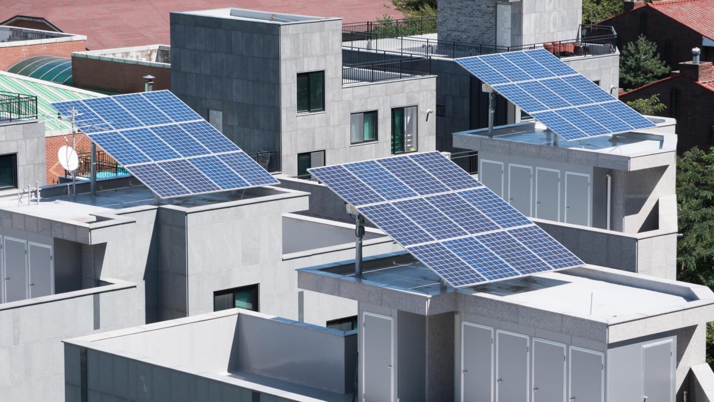 Seoul, South Korea Slanted solar panels