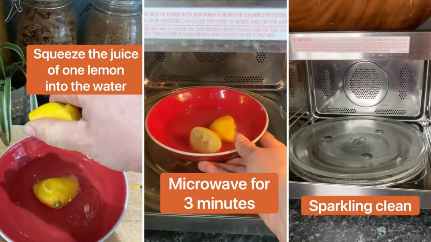 Cleaning microwave with lemon