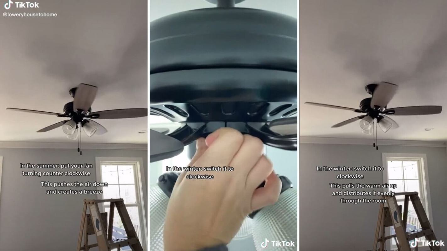 Flipping a tiny switch on ceiling fan