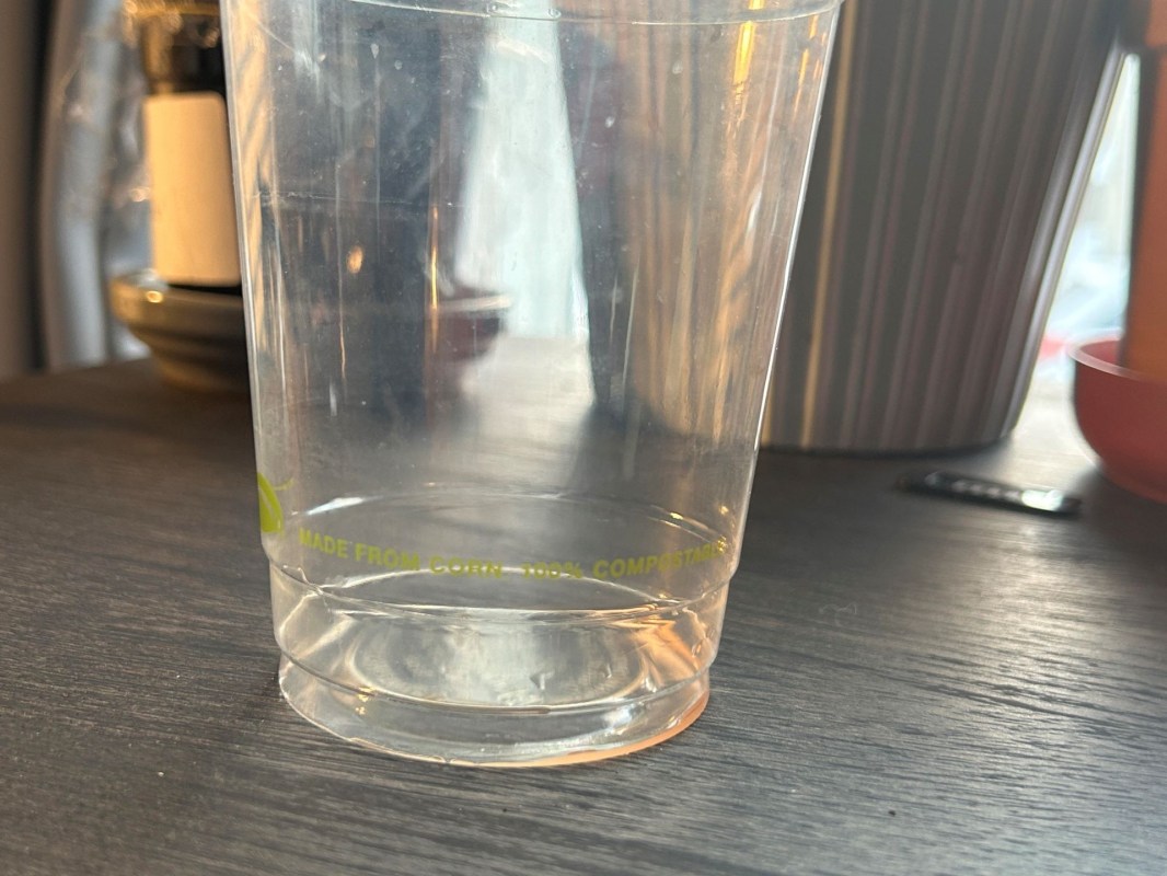 Compostable plastic cup