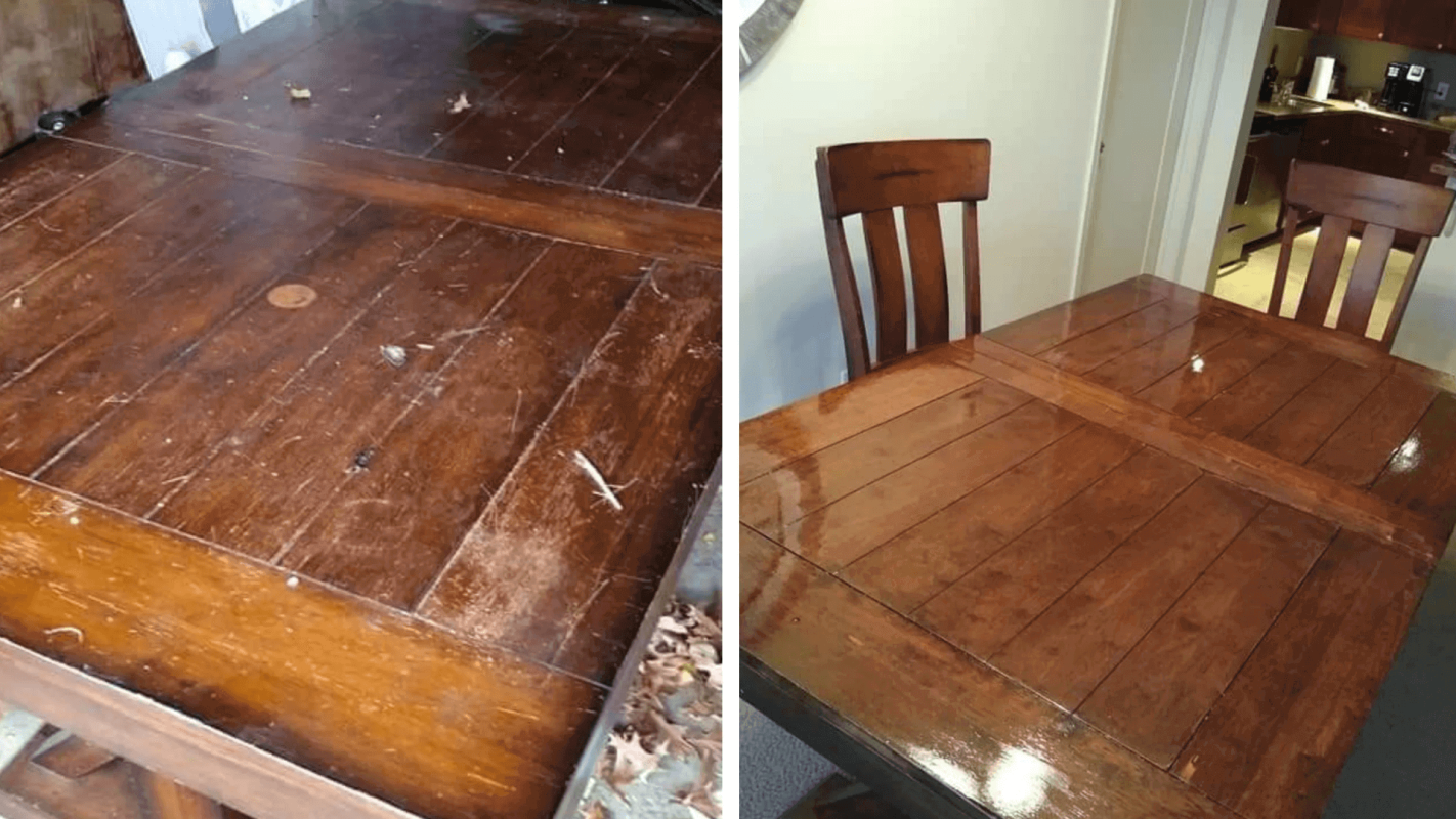 Restoring old wooden dining table