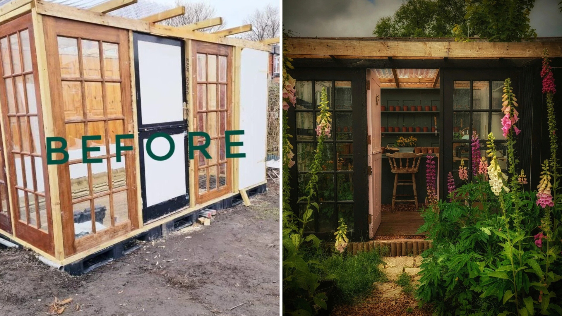 Redditor Makes Backyard Garden Shed Out Of Recycled Doors