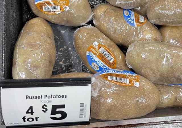 Plastic-wrapped potatoes