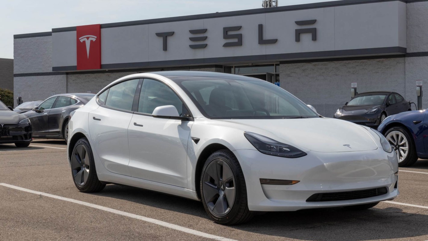 White Tesla car, cheapest luxury car