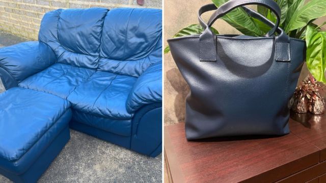 Lisa Crik, leather sofas into handbags NewBaginnings