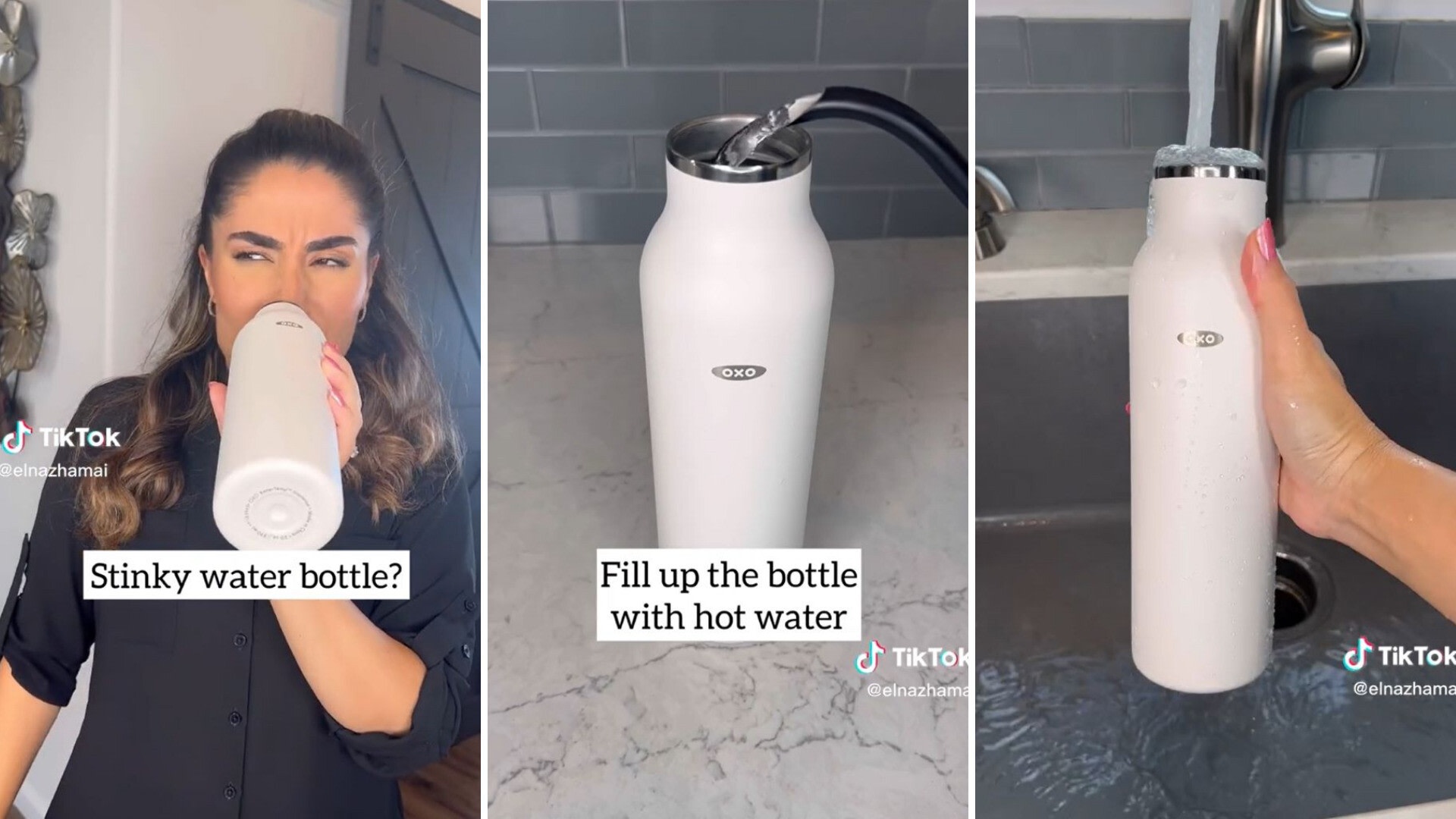 TikToker shows how to remove odors from a reusable water bottle