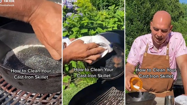 Michael Symon clean cast iron skillets