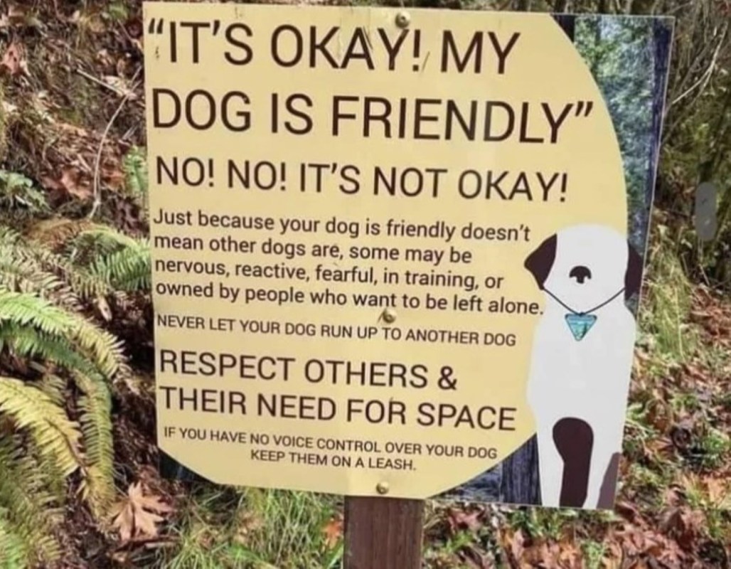Leash dogs, Controversial sign with rules for dog owners