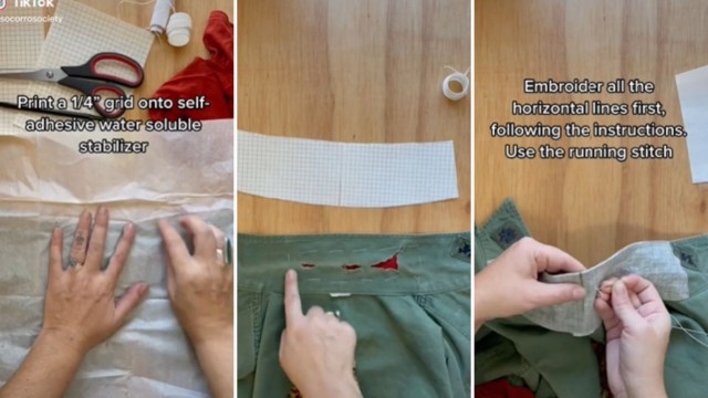 Visible mending hack to customize old clothes