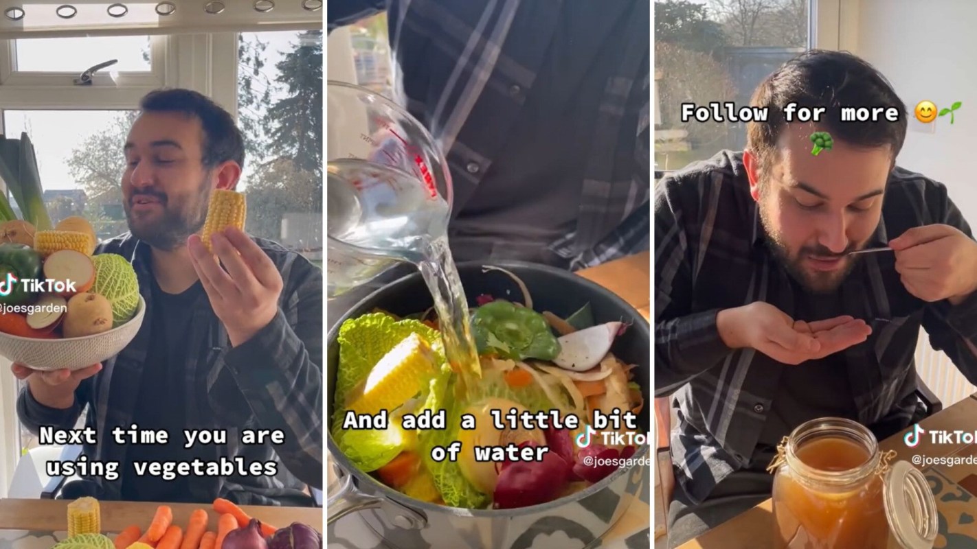 TikToker shares how he makes vegetable scraps into broth