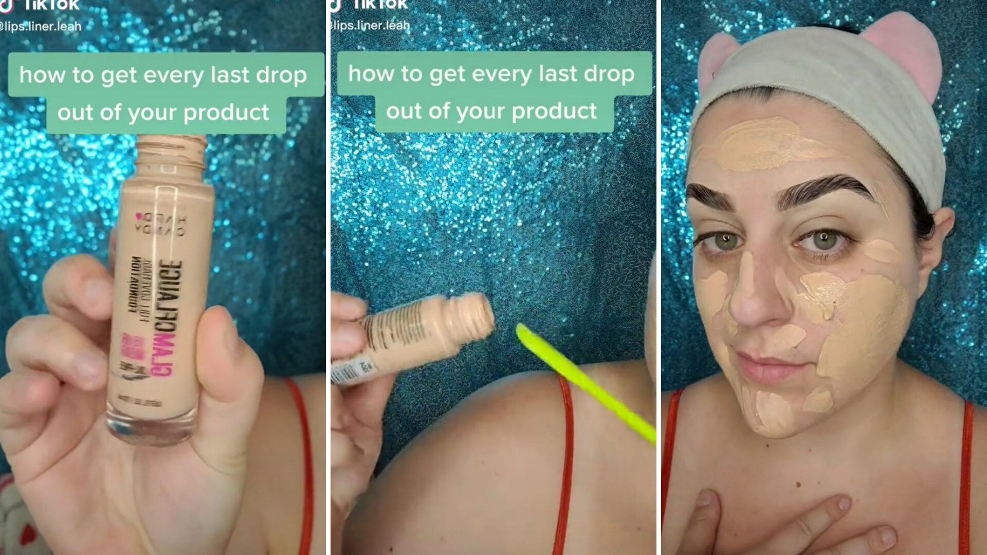 TikToker shows how to get extra makeup out of foundation bottles