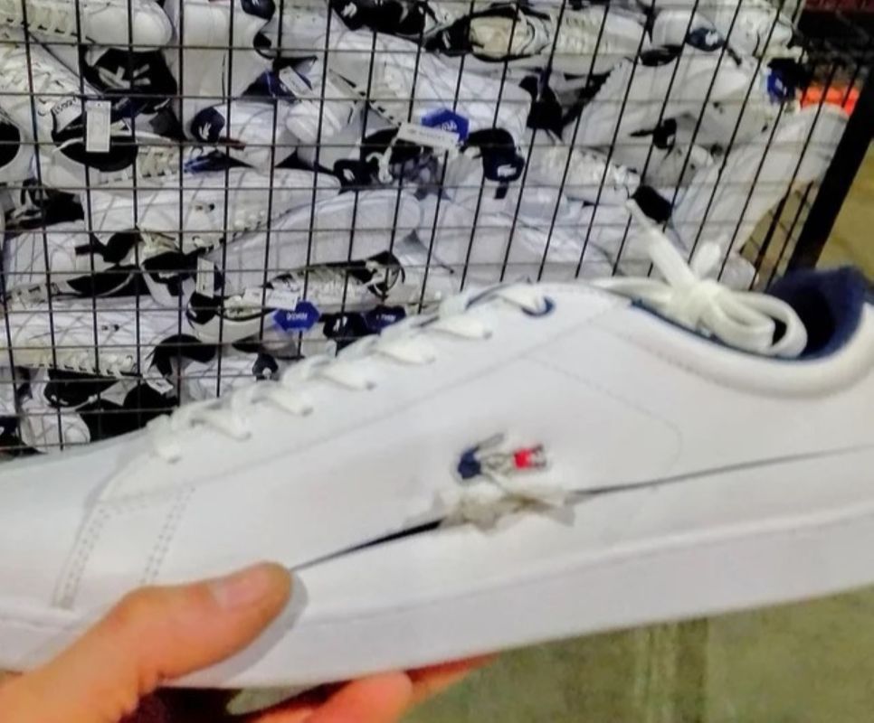 New Lacoste shoes being trashed