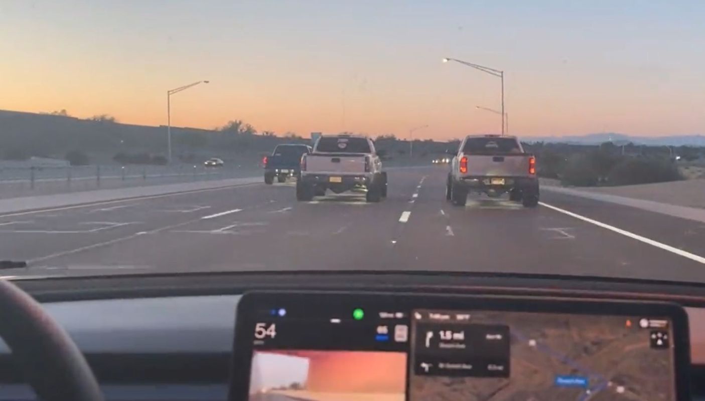 Rolling coal, Tesla driver harassed by pickup trucks