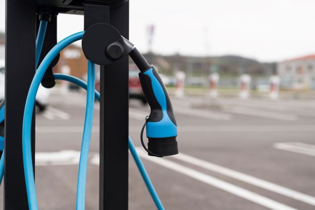 Ford Mustang Mach-E converted into a hearse at EV charging station