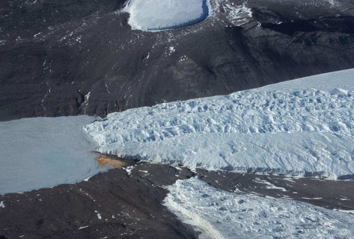 Antarctica's Blood Falls glacier and nanospheres