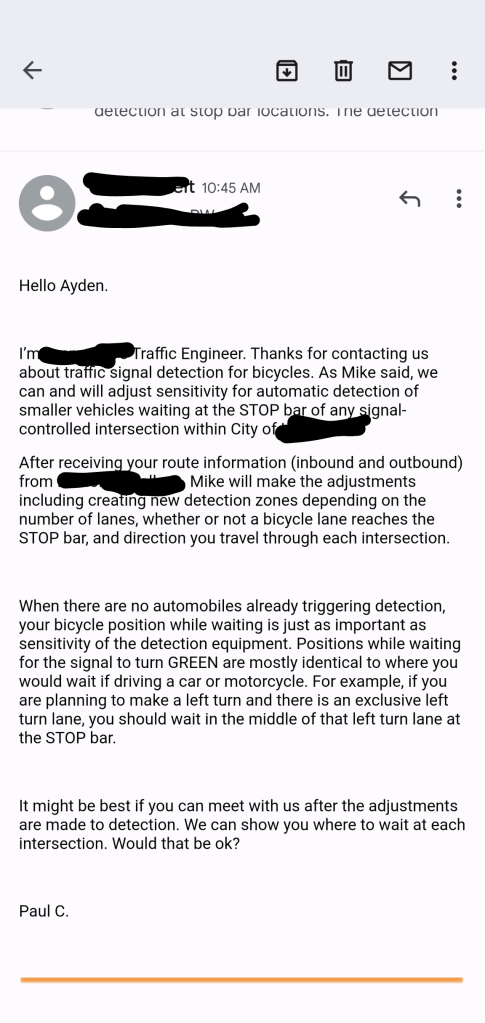 Email to my city's public works 