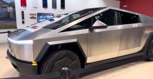 The all-electric Tesla Cybertruck was recently unveiled on public display in a Tesla store.