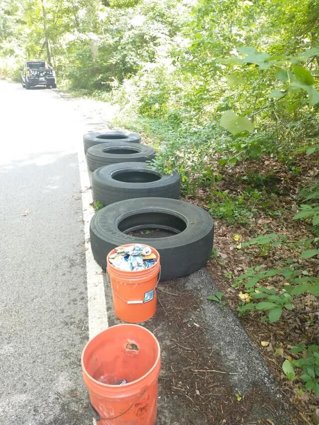 Litter on the side of the road