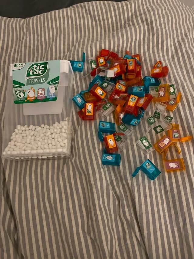 "The amount of Tic Tacs you get versus the amount of plastic waste you get."