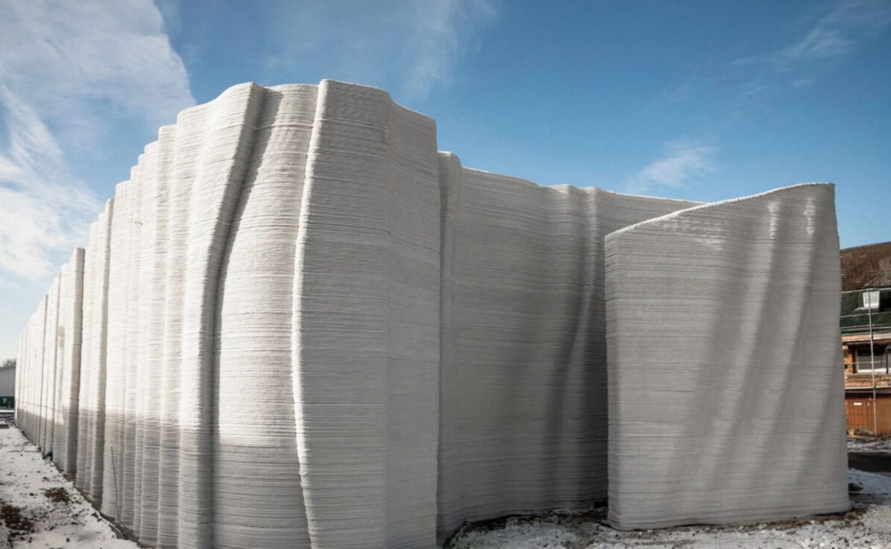 Unique 3D-printed buildings like this one could become a more standard part of efforts to quickly and sustainably construct buildings.