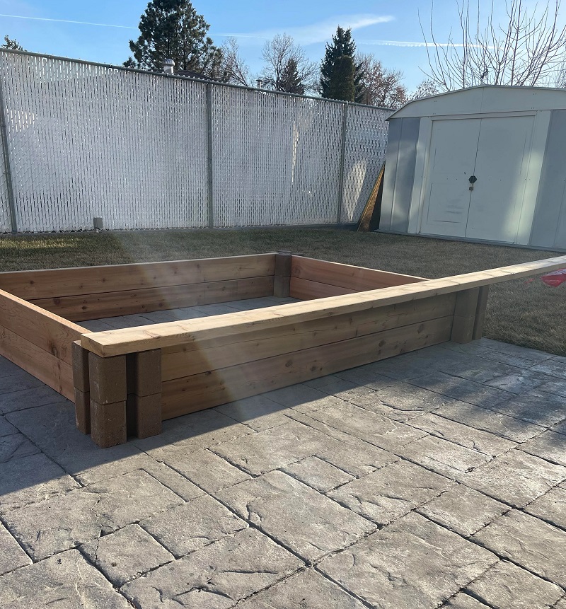 "Halfway through a raised garden build."