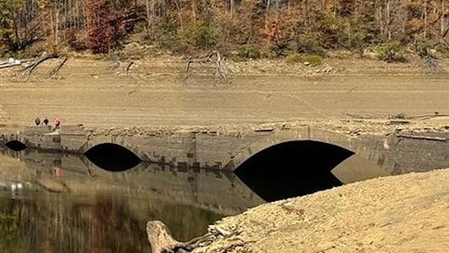 While the historic site captivated onlookers, the conditions that made its reemergence possible are far less awe-inspiring.