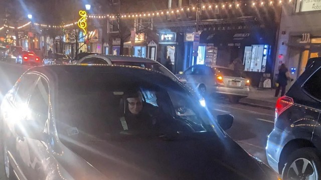 "He sits in his little cart and just beeps at people."