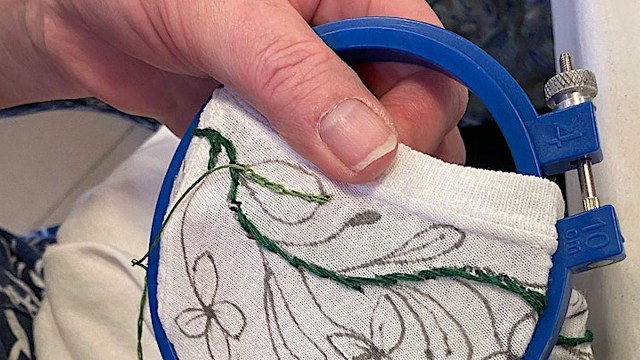 The exhibit features all kinds of transformed textiles, from tea towels repurposed into bags to worn-out clothes turned into cushions.