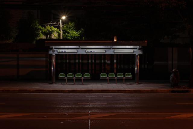 "Waiting for the bus."