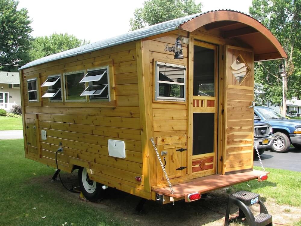 The home is covered in cedar, keeping it lightweight and weather-resistant.