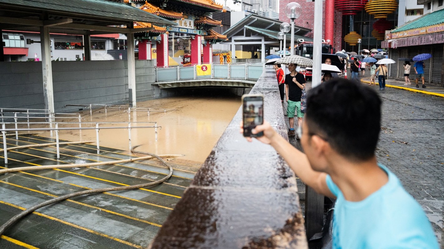 Flooding forced the closing of schools and courts.