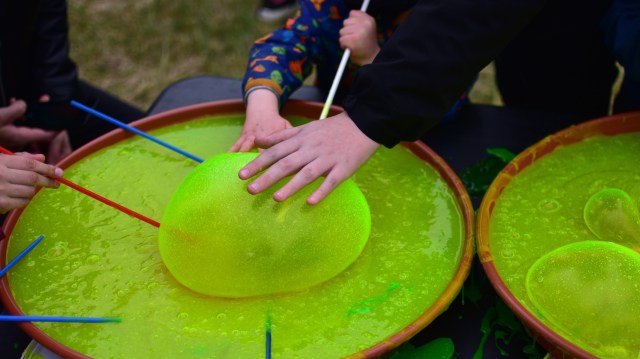 A researcher was toying with a kid-friendly slime mixture.