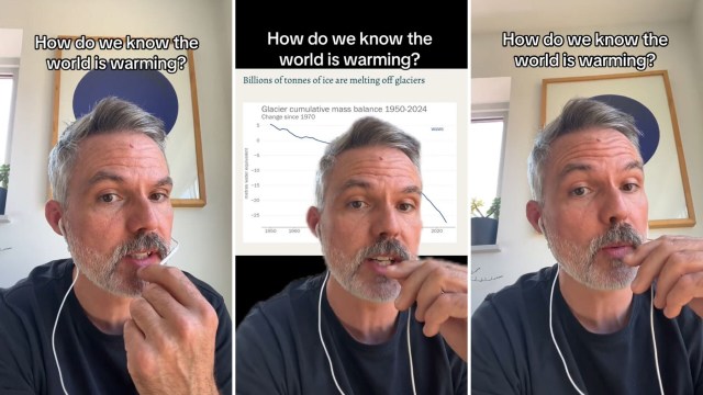 He displays a rapid-fire series of graphs.