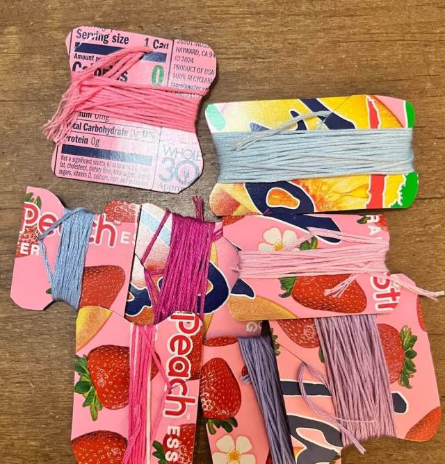 One Reddit user shared a clever idea to make eco-friendly embroidery floss bobbins from an old La Croix box.