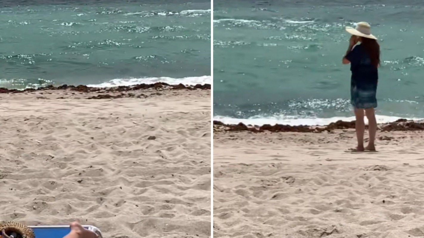 One beachgoer posted a disheartening video of a floating advertisement, a Dunkin' Donuts' ad, obstructing the view from the shore.