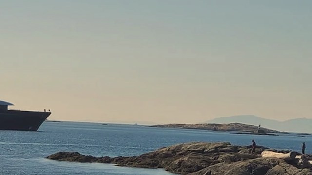 One onlooker from Victoria, British Columbia, recently sighted two yachts just off Cattle Point — one megayacht and one supporting yacht — and posted some photos in the r/VictoriaBC subreddit.