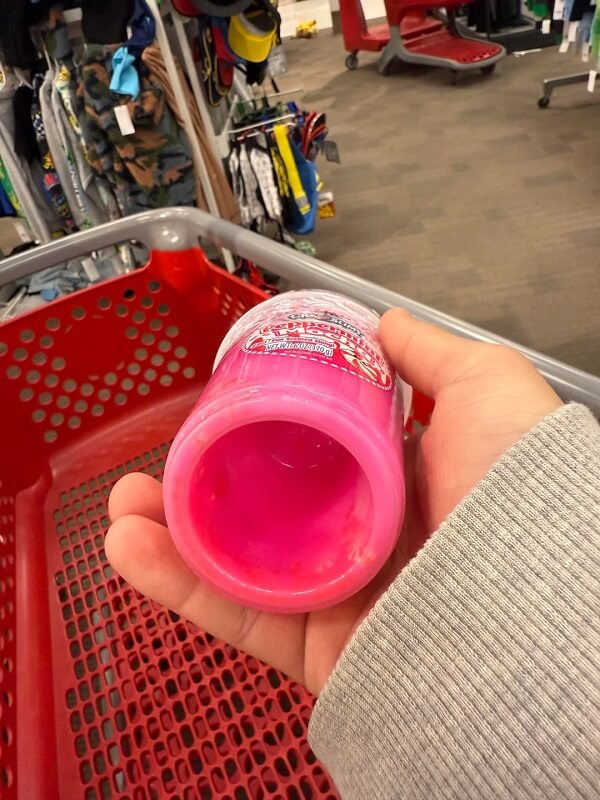 One shopper was outraged at a container of slime that appears full at first glance, until you notice the container only holds half of its apparent volume.