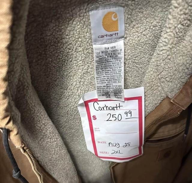 An upset shopper was shocked to see a Carhartt jacket being sold for $250 at a thrift store.