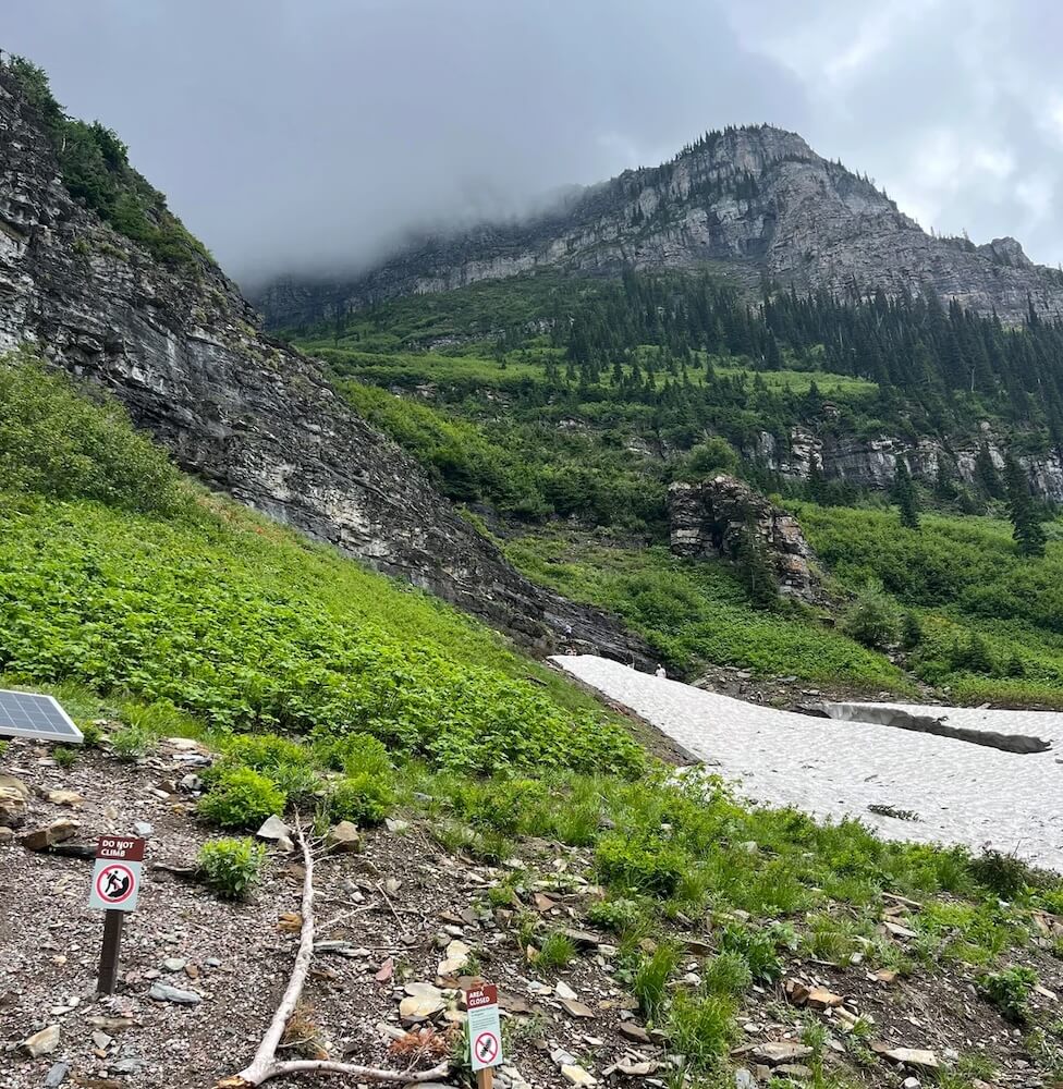 One Reddit user took to the Glacier National Park subreddit to share photos of tourists endangering themselves on a perilous snow bridge.