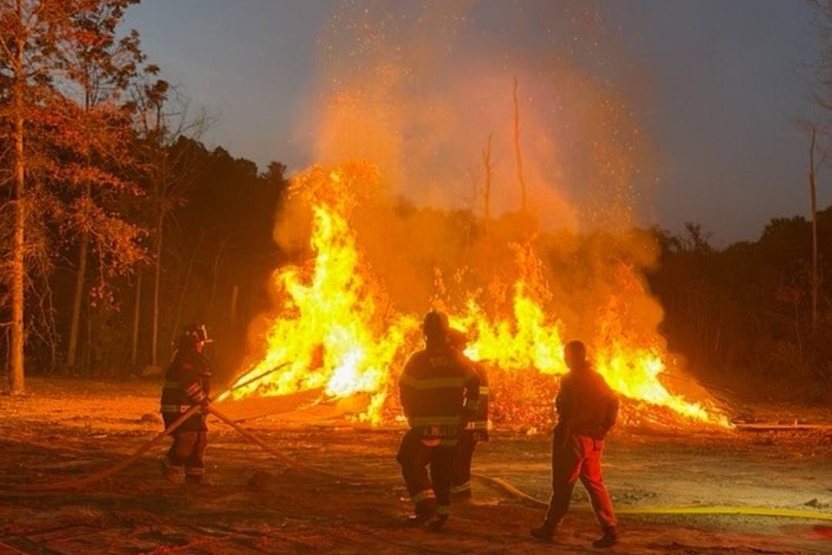 A man was charged after starting a destructive, illegal bonfire in New York.