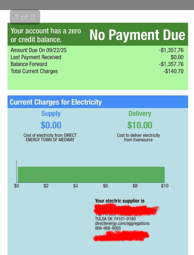 One homeowner shared that they received a negative electric bill due to their solar panels.
