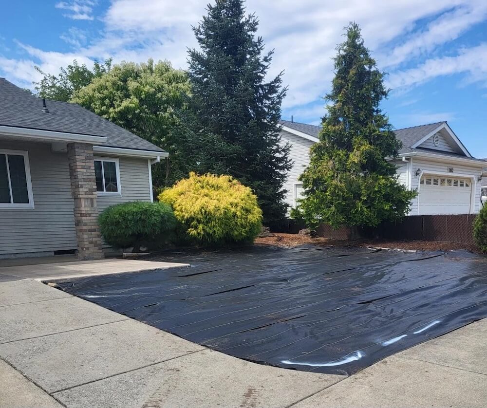 One Redditor raised concerns about their lawn, which was covered in landscape fabric.