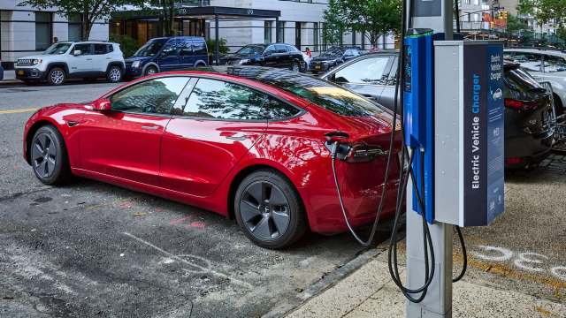On average, driving 100 miles in a gas car that gets 25 miles per gallon costs about $13; for an EV, it's just over $5.